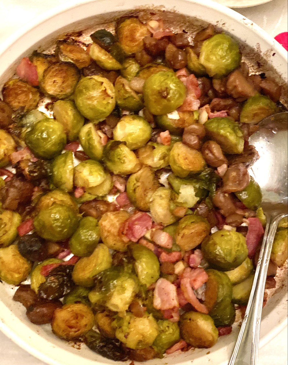 BRUSSEL SPROUTS WITH BACON & CHESTNUTS - Sherry's Kitchen Table